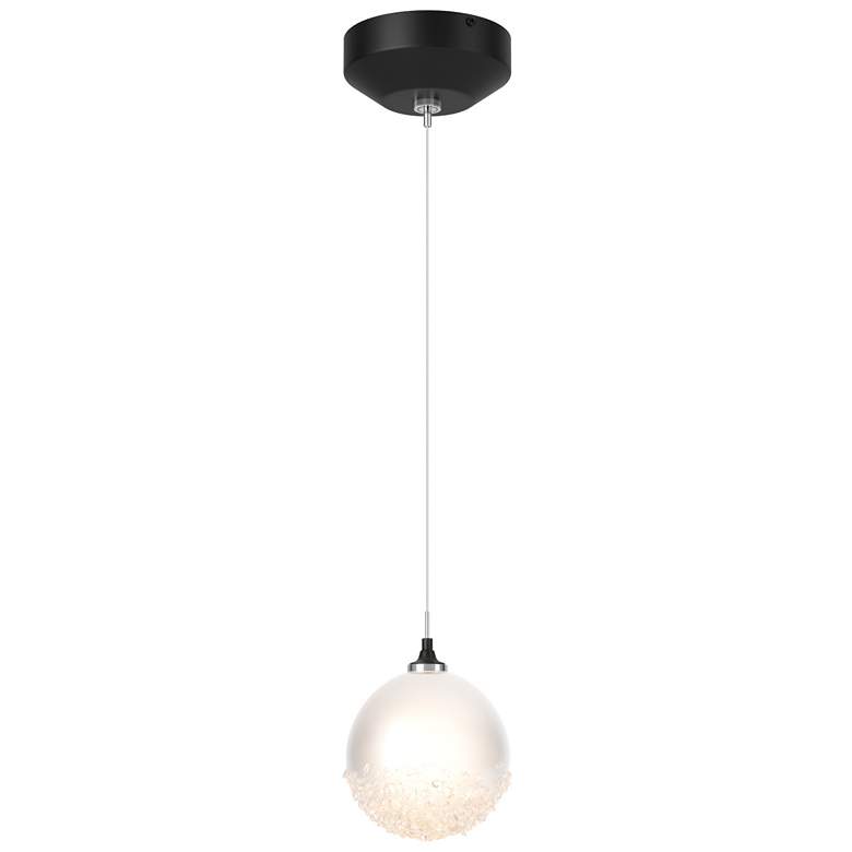 Image 1 Fritz Globe 5.5"W 1-Light Black Standard Mini Pendant w/ Frosted Shade