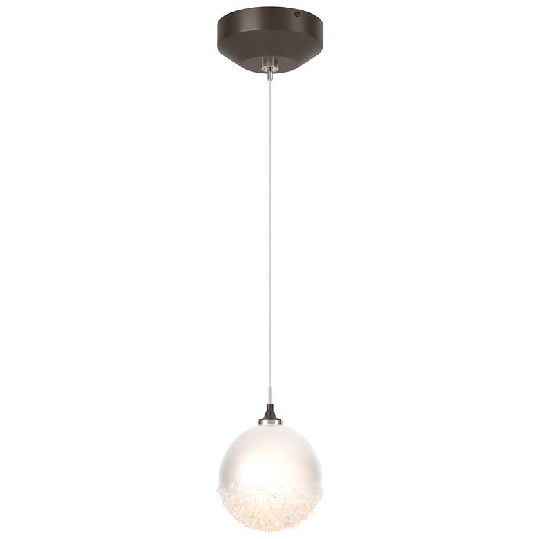 Image 1 Fritz Globe 5.5"W 1-Light Bronze Standard Mini Pendant w/ Frosted Shad