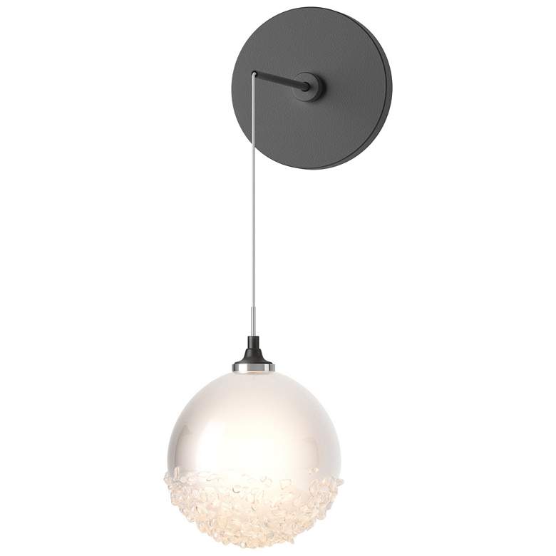 Image 1 Fritz Globe 6.4" High Black Sconce With Frosted Glass Shade