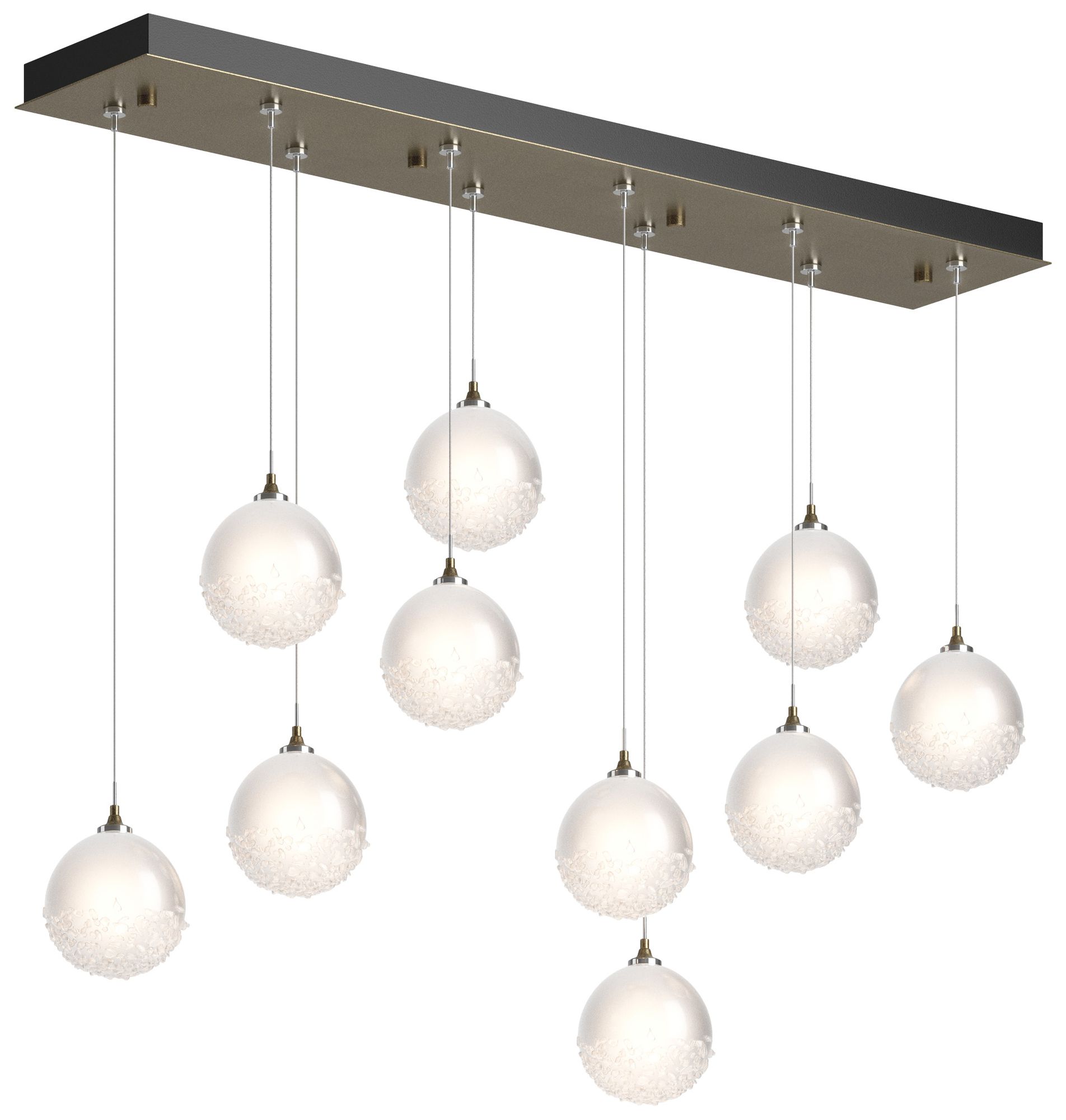 Fritz Globe 9.4" 10-Light Gold Long Pendant w/Frosted Glass Made to Or