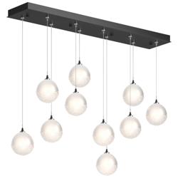 Fritz Globe 9.4&quot; Wide 10-Light Black Long Pendant With Frosted Glass S