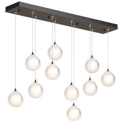 Fritz Globe 9.4&quot; Wide 10-Light Bronze Long Pendant With Frosted Glass