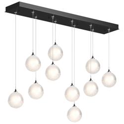 Fritz Globe 9.4&quot; Wide 10-Light Ink Long Pendant With Frosted Glass Sha