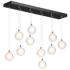 Fritz Globe 9.4" Wide 10-Light Ink Long Pendant With Frosted Glass Sha