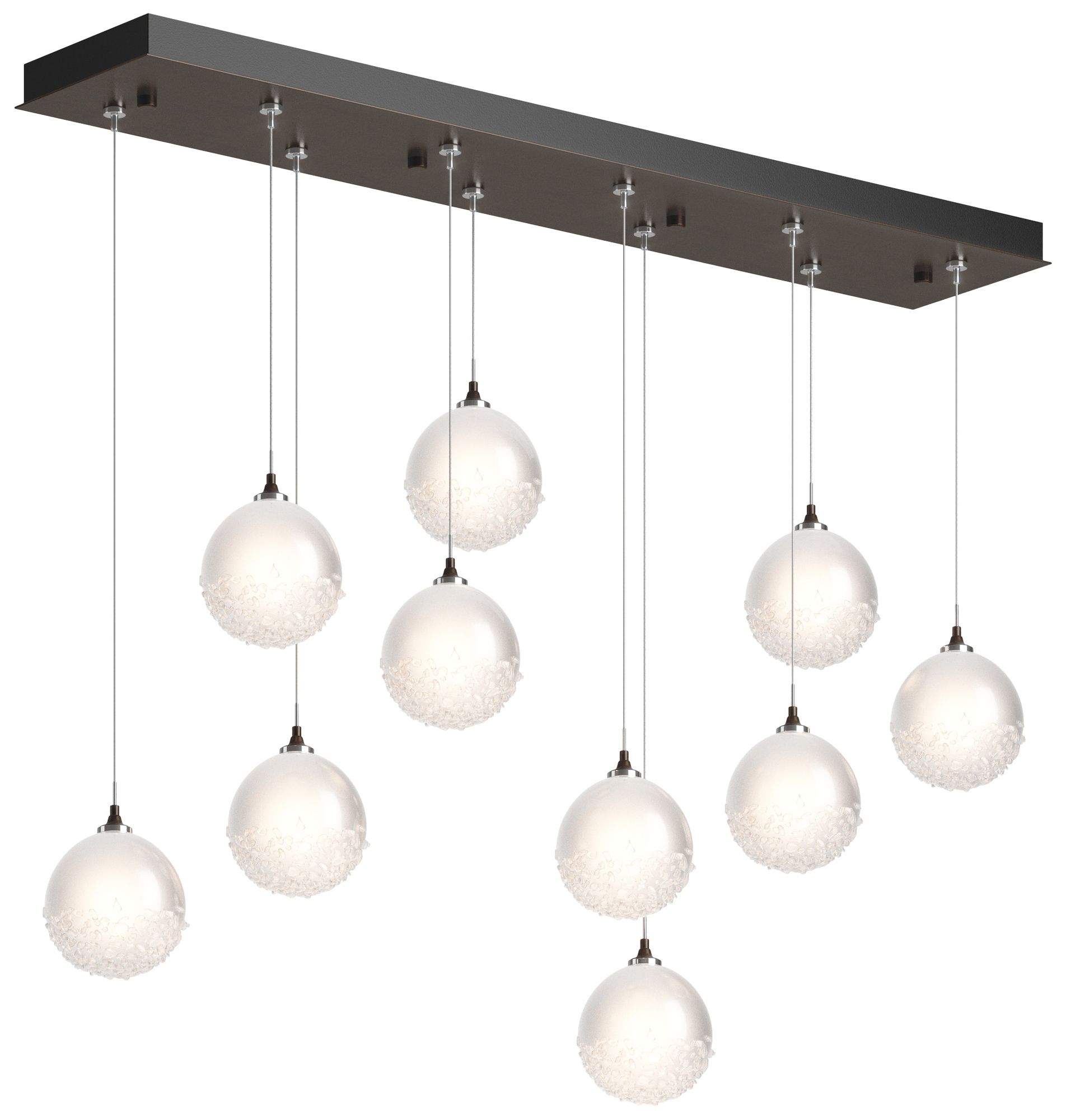 Fritz Globe 9.4"W 10-Bronze Long Pendant w/Frosted Glass Made to Order