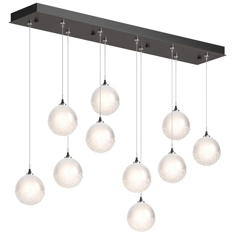 Image 1 Fritz Globe 9.4"W 10-Light Dark Smoke Standard Pendant w/ Frosted Shad