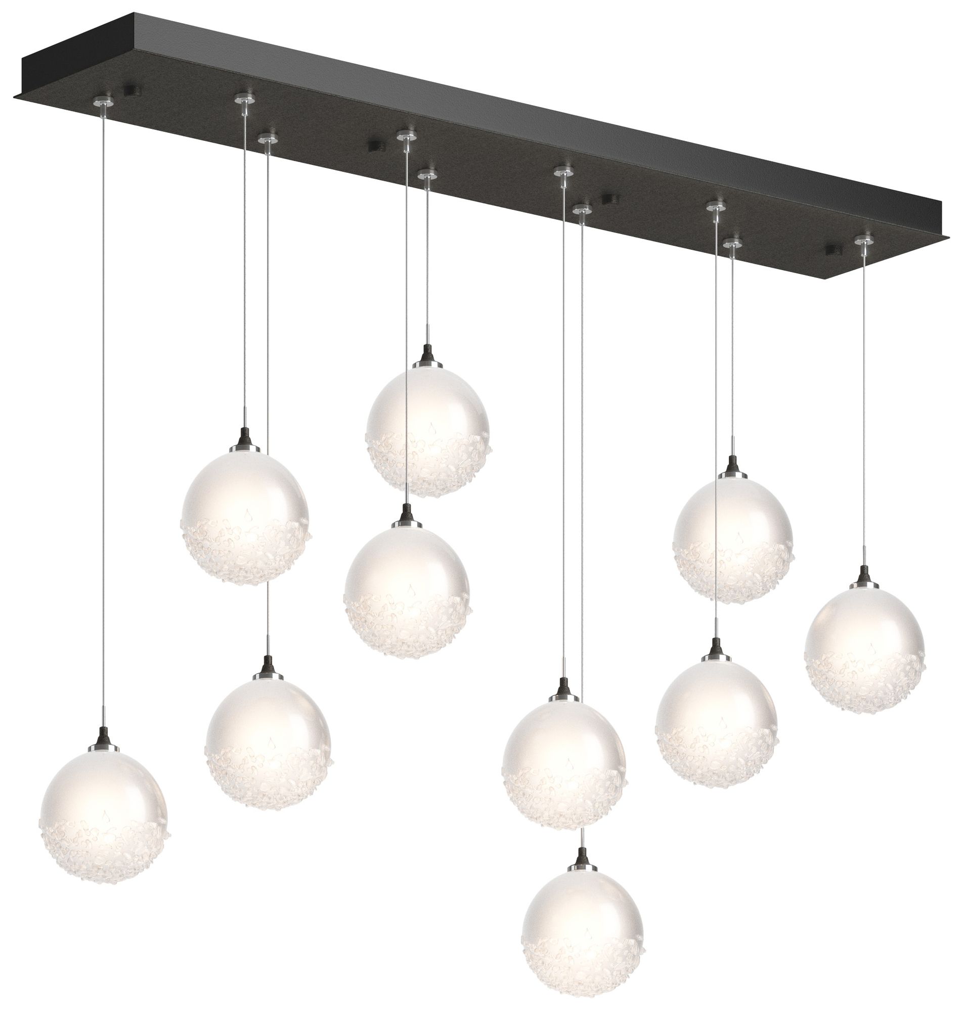 Fritz Globe 9.4"W 10-Light Iron Long Pendant w/Frosted Glass Made to O