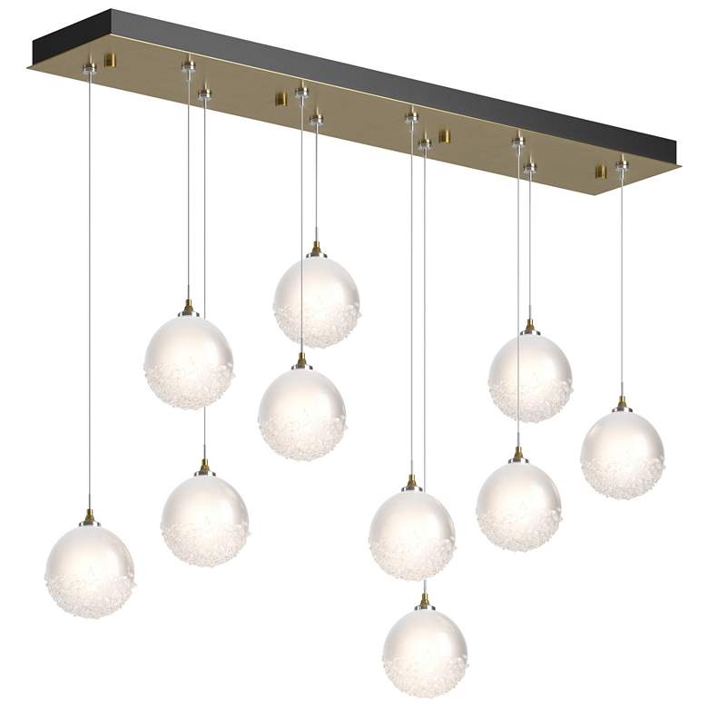 Image 1 Fritz Globe 9.4"W 10-Light Modern Brass Long Pendant w/ Frosted Glass