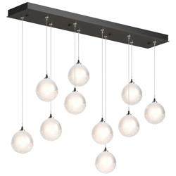 Fritz Globe 9.4&quot;W 10-Light Natural Iron Long Pendant w/ Frosted Glass