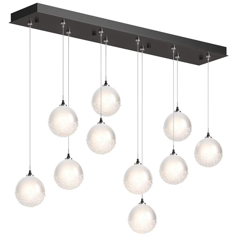 Image 1 Fritz Globe 9.4"W 10-Light Rubbed Bronze Standard Pendant w/ Frosted S