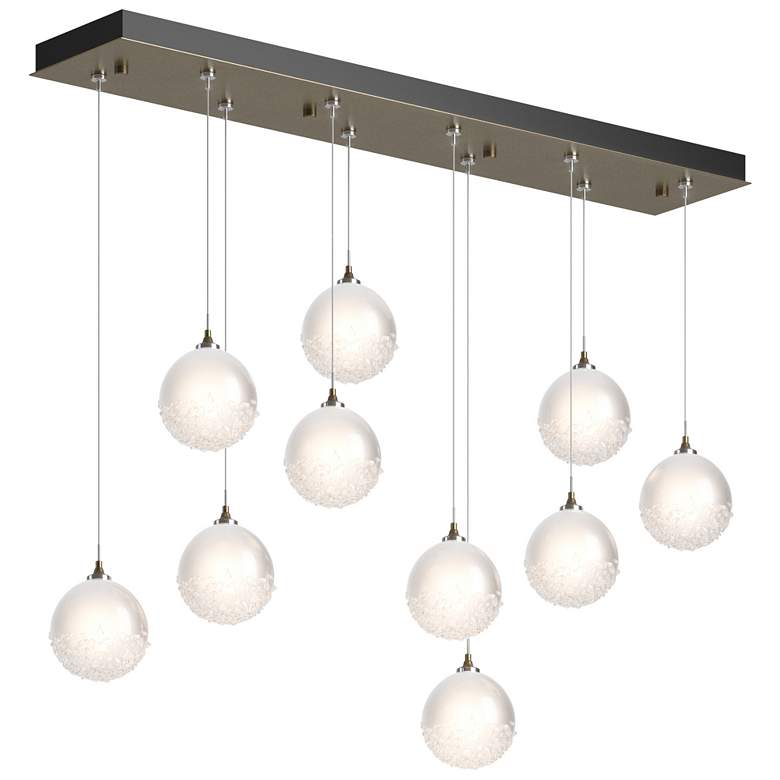 Image 1 Fritz Globe 9.4"W 10-Light Soft Gold Long Pendant w/ Frosted Glass Sha