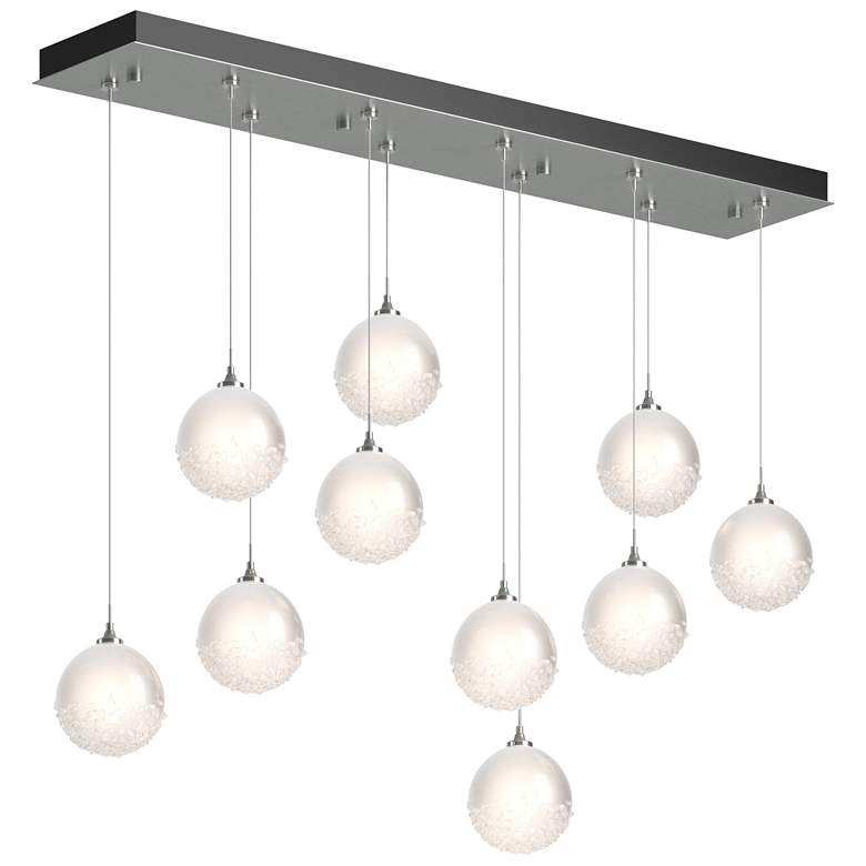 Image 1 Fritz Globe 9.4"W 10-Light Vintage Platinum Long Pendant w/ Frosted Sh