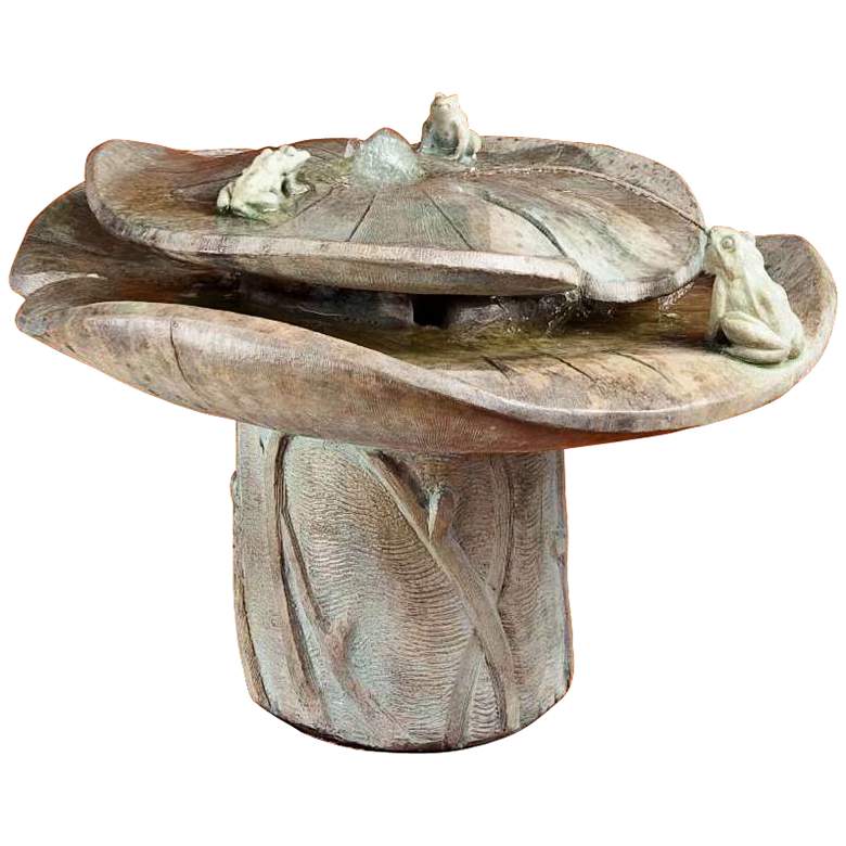 Image 1 Frog Buddies 24 inch Wide Cast Stone Patio Bubbler Fountain