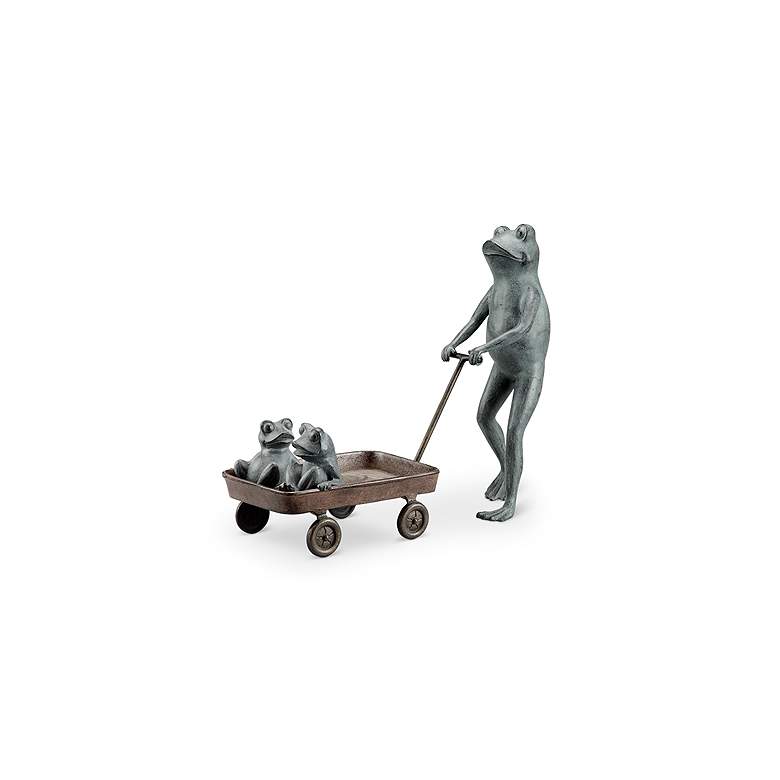 Image 2 Frog Family with Wagon Planter 23 1/2" High Outdoor Statue