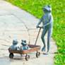 Frog Family with Wagon Planter 23 1/2" High Outdoor Statue