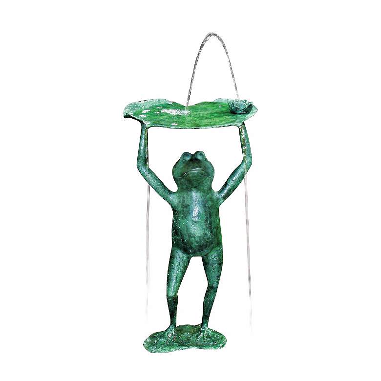 Image 2 Frog Lily Pad Lifter 25" High Spitter Pond Fountain