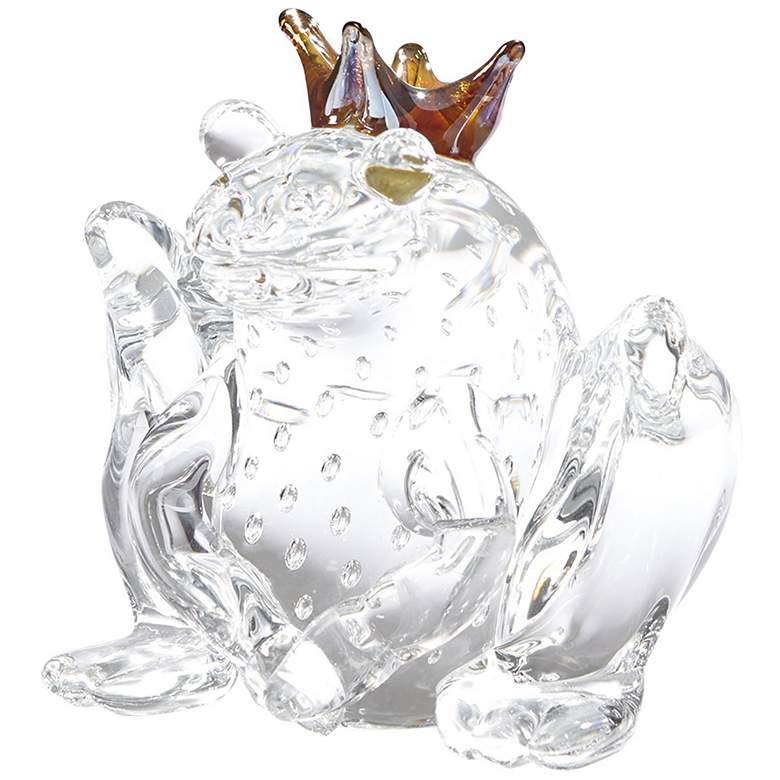 Image 1 Frog Prince 4 3/4" High Clear Seeded Glass Table Accent