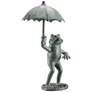 Frog with Umbrella 29 1/2"H Verdigris Garden Spitter Statue