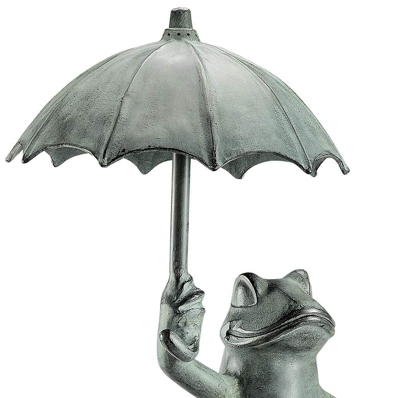 Image 2 Frog with Umbrella 29 1/2"H Verdigris Garden Spitter Statue more views
