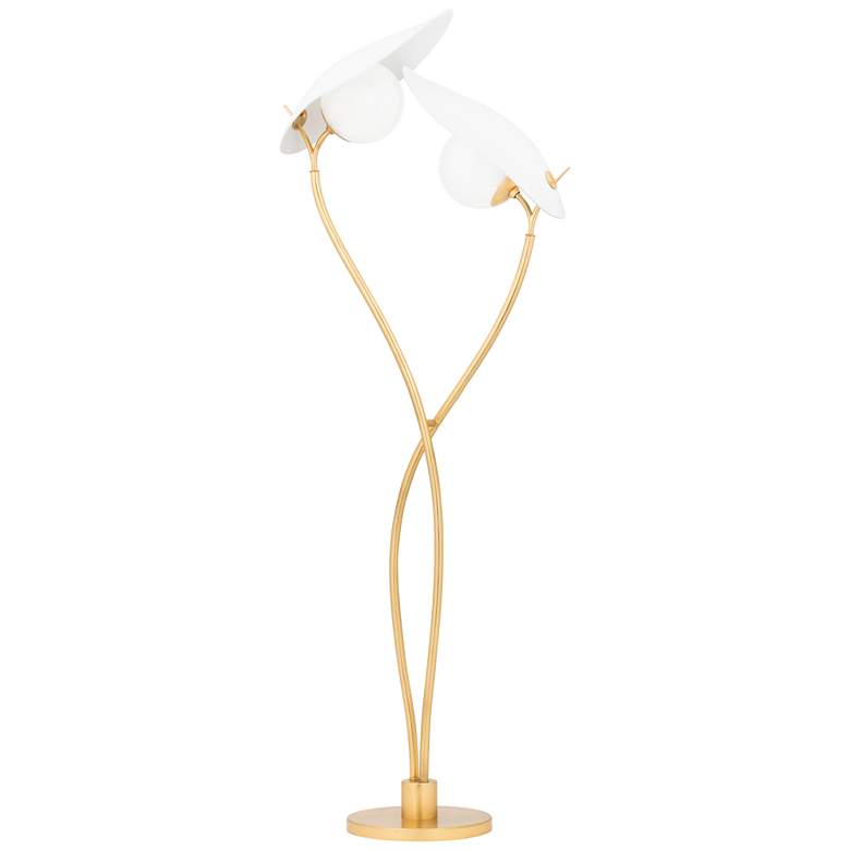 Image 1 Frond 1 Light Floor Lamp - Gold Leaf/Wht