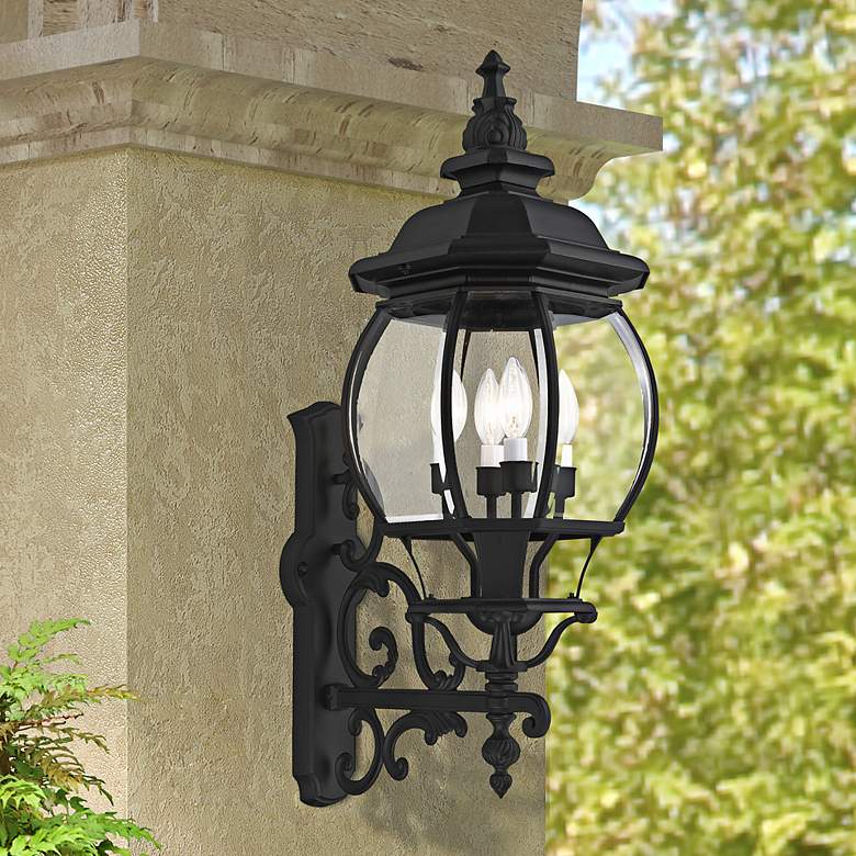 Image 1 Frontenac 28 1/2"H 4-Light Textured Black Outdoor Wall Light