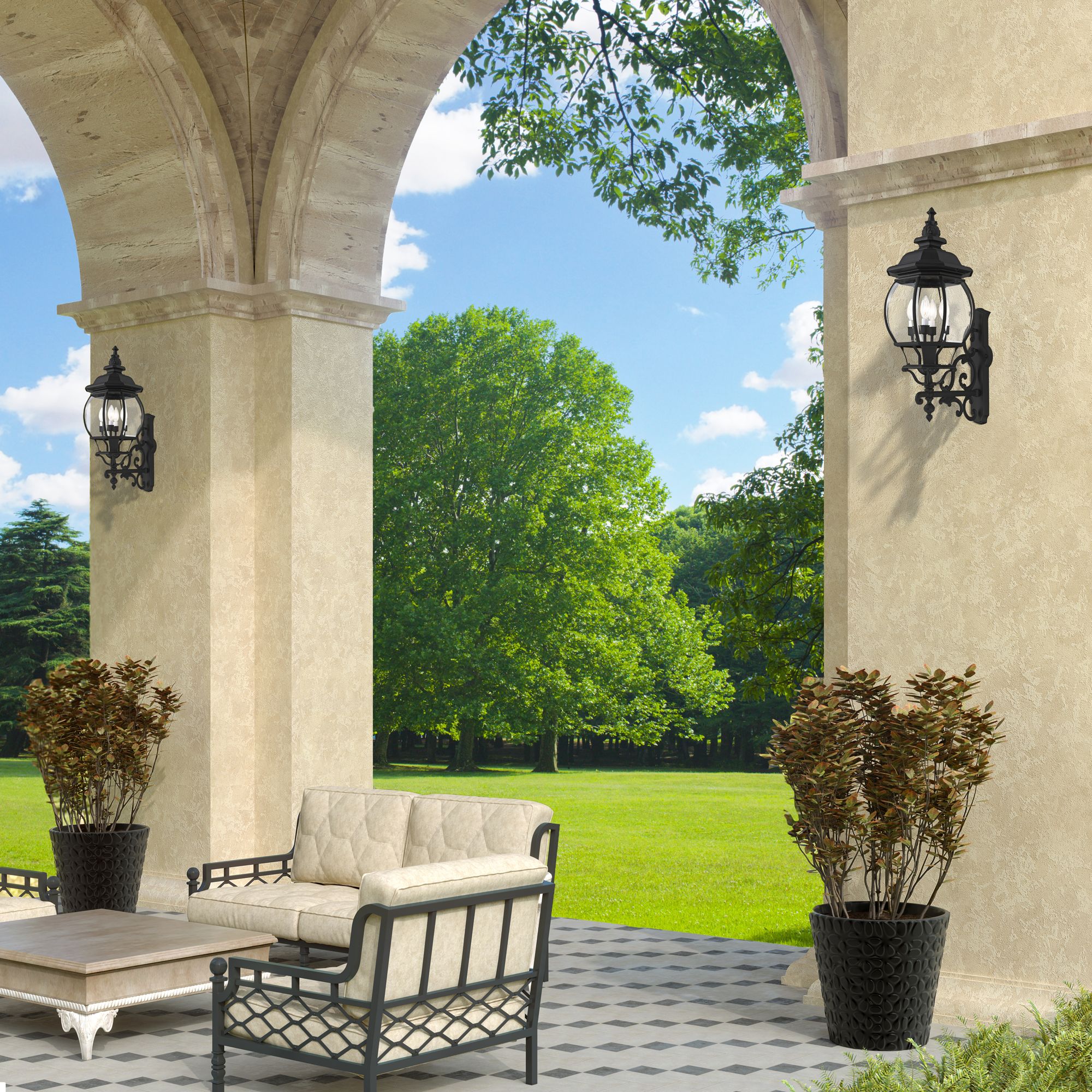 Frontenac 28 1/2"H 4-Light Textured Black Outdoor Wall Light