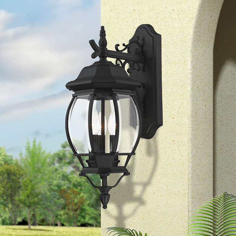 Image 1 Frontenac 3 Light Textured Black Outdoor Wall Lantern