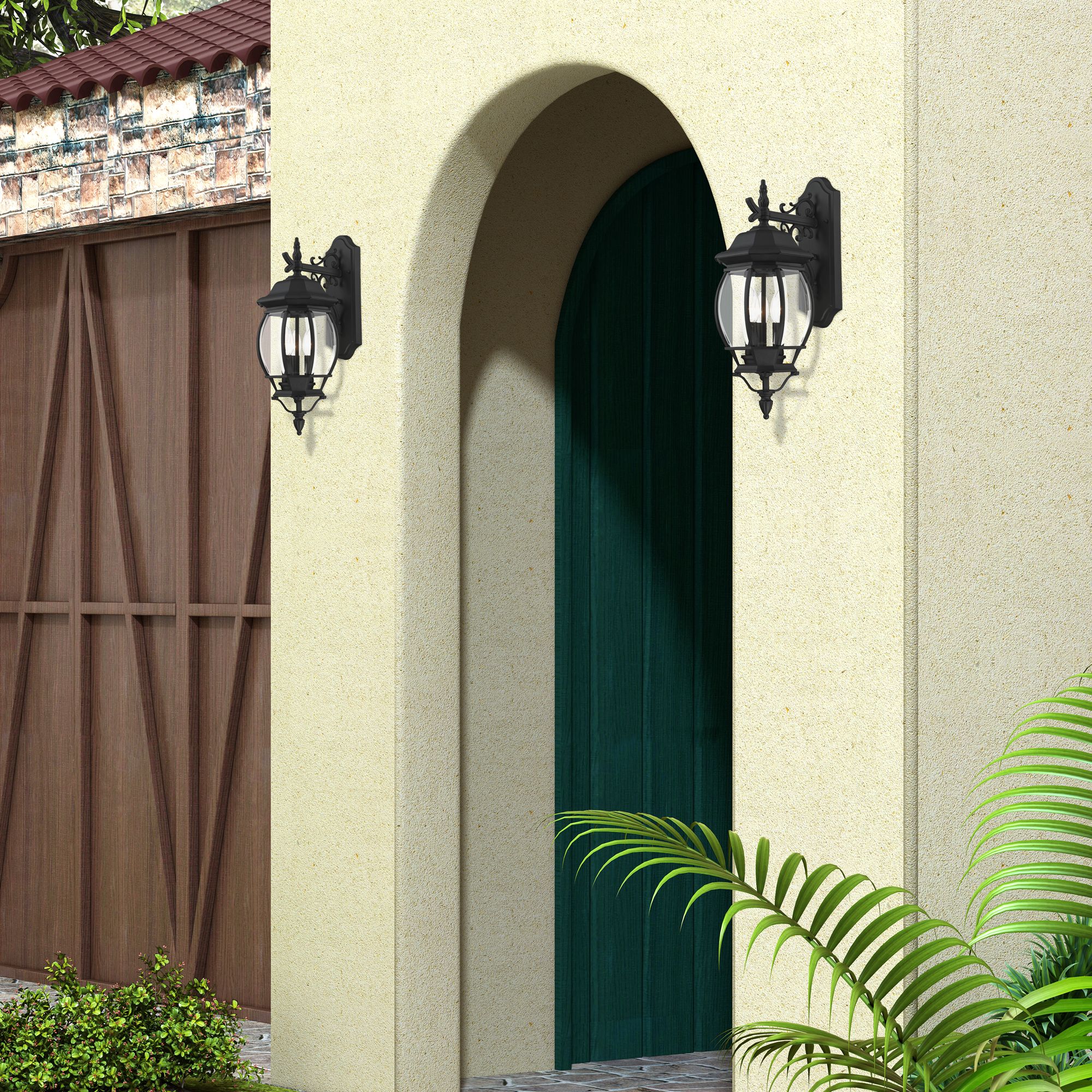 Frontenac 3 Light Textured Black Outdoor Wall Lantern
