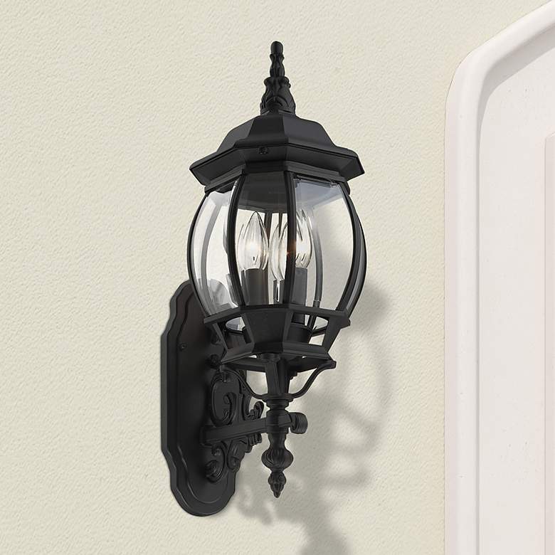 Image 1 Frontenac 3 Light Textured Black Outdoor Wall Lantern