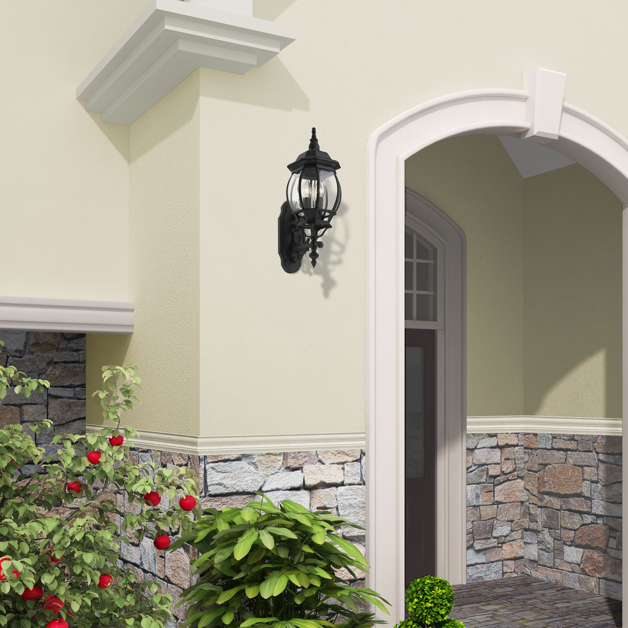 Frontenac 3 Light Textured Black Outdoor Wall Lantern