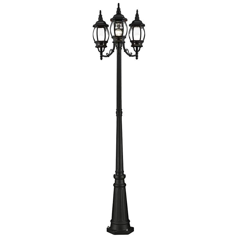 Image 2 Frontenac 84"H Black 3-Light Outdoor Post Light with Base
