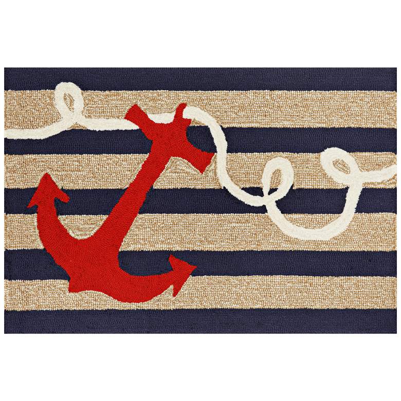 Image 1 Frontporch Anchor 140033 2&#39;6 inchx4&#39; Navy Outdoor Area Rug