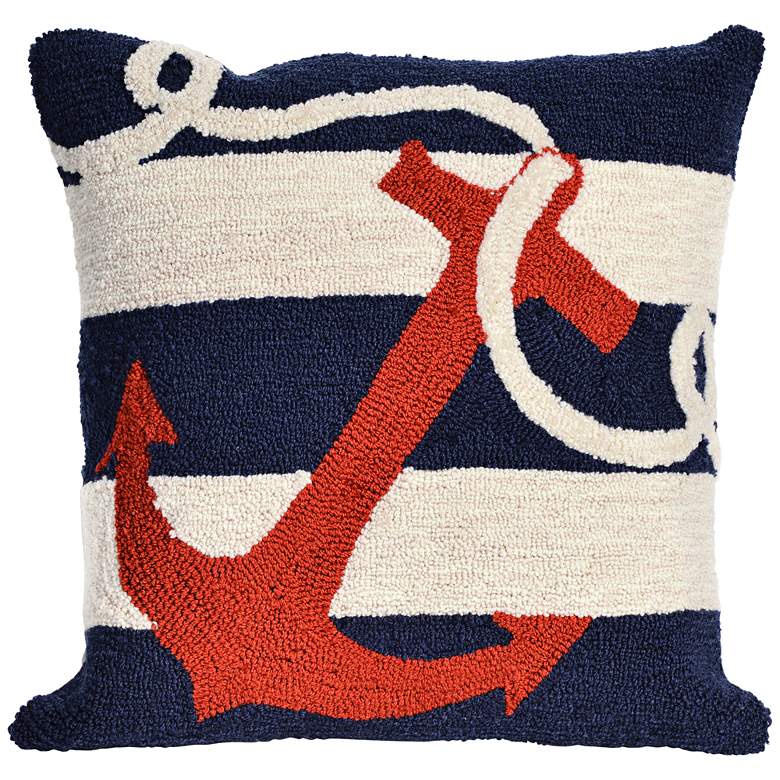 Image 1 Frontporch Anchor Navy 18" Square Indoor-Outdoor Pillow
