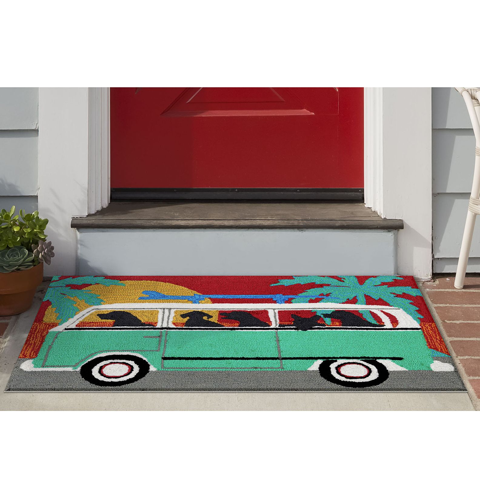 Thumbnail1 of Frontporch Beach Trip 147504 24"x36" Turquoise Outdoor Rug