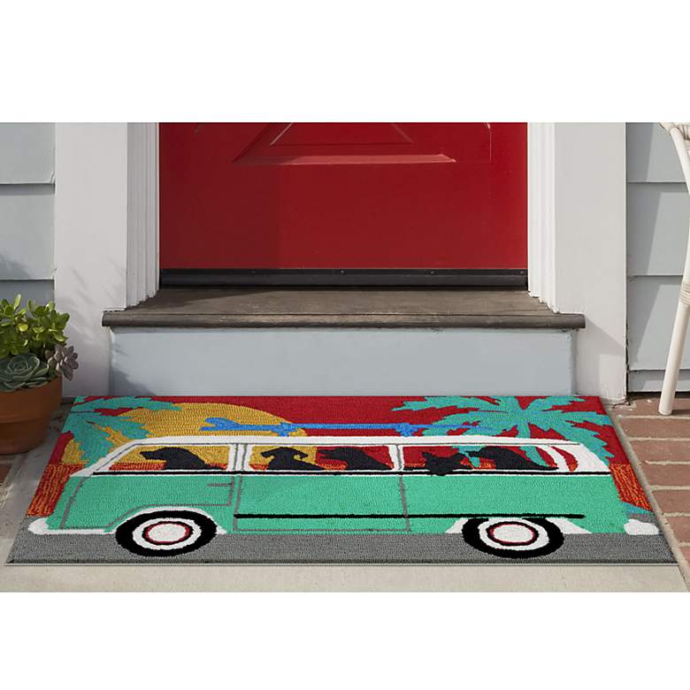 Image 1 Frontporch Beach Trip 147504 30 inchx48 inch Turquoise Outdoor Rug