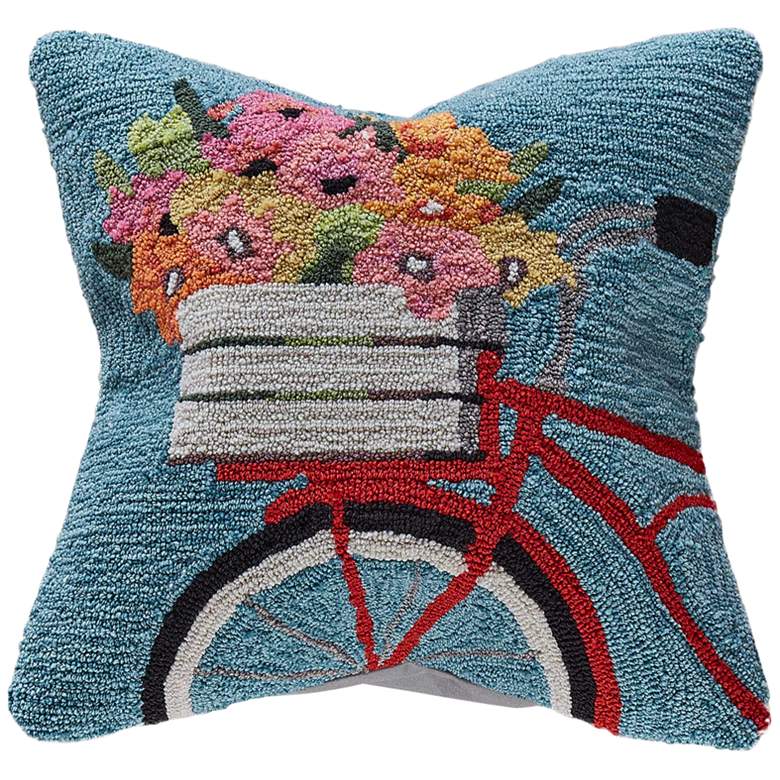 Image 1 Frontporch Bike Ride 18 inch Square Indoor-Outdoor Pillow