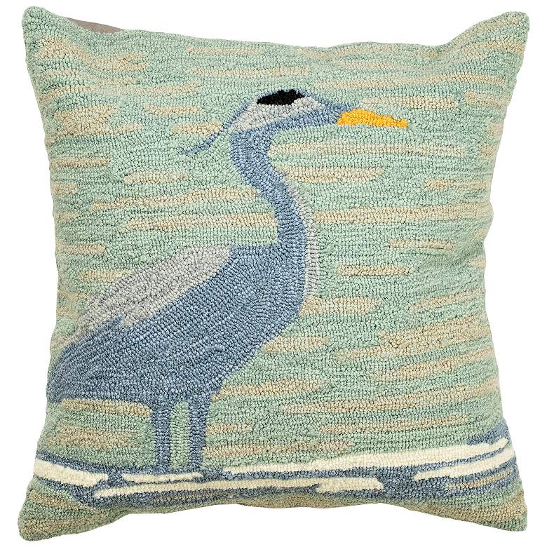 Image 1 Frontporch Blue Heron 18 inch Square Indoor-Outdoor Pillow