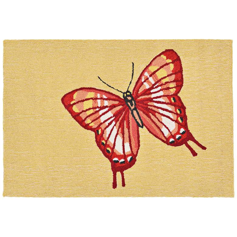 Image 1 Frontporch Butterfly 181424 2&#39;6 inchx4&#39; Red Outdoor Area Rug
