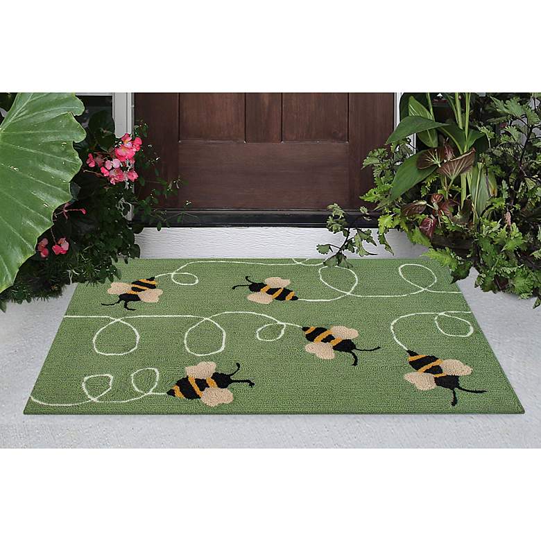 Image 1 Frontporch Buzzy Bees 443706 30 inchx48 inch Green Outdoor Area Rug