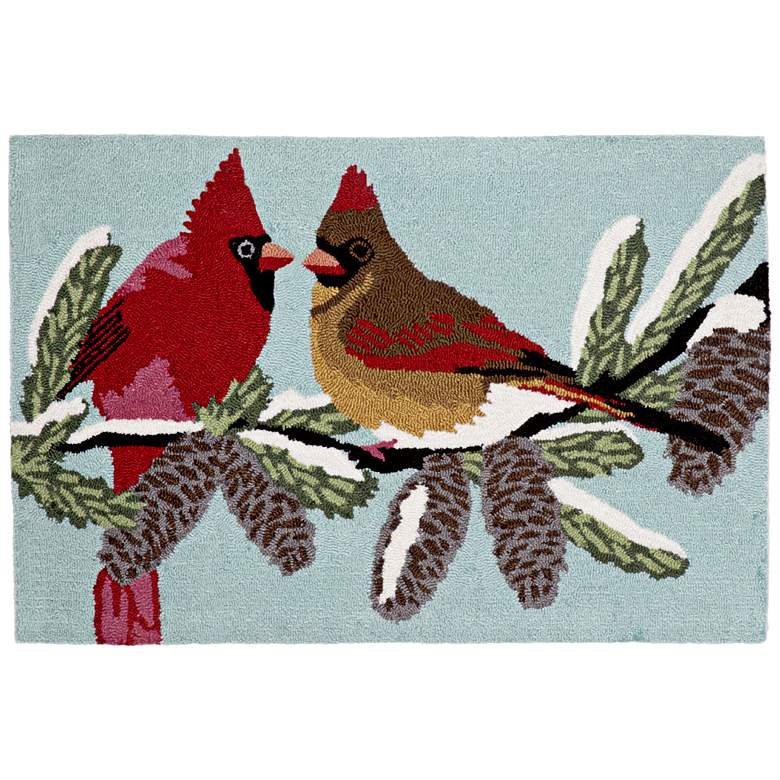 Image 1 Frontporch Cardinals 153803 2&#39;6 inchx4&#39; Blue Outdoor Area Rug