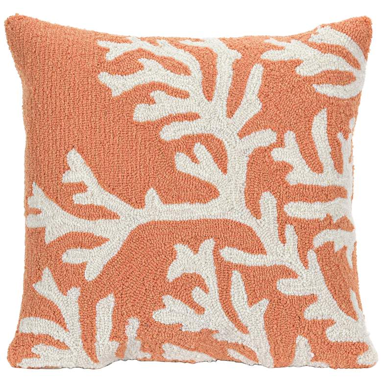 Image 1 Frontporch Coral 18 inch Square Throw Indoor-Outdoor Pillow