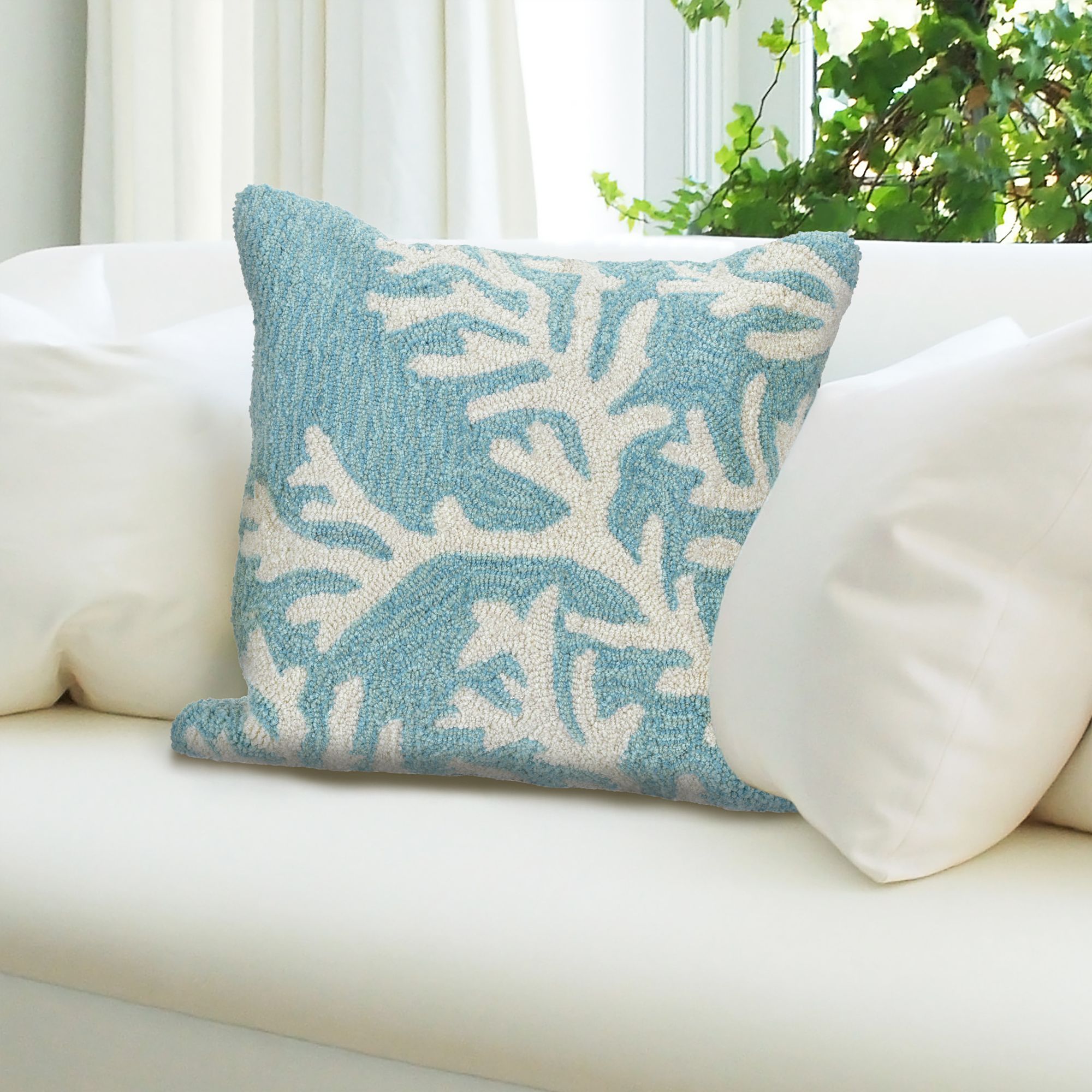 Blue coral pillow sale