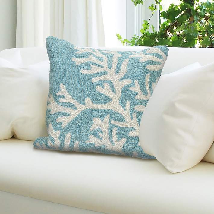 Harbor House Beach House 18-by-18-Inch Square Decorative Pillow, Blue