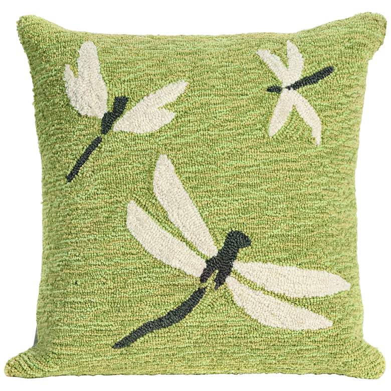 Image 1 Frontporch Dragonfly Green 18 inch Square Indoor-Outdoor Pillow