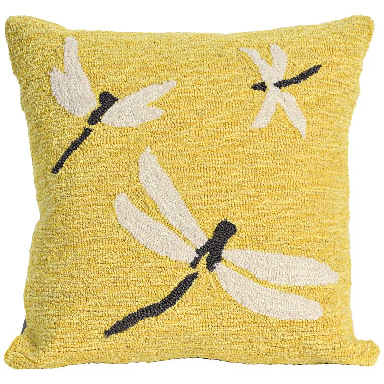 Image 1 Frontporch Dragonfly Yellow 18" Square Indoor-Outdoor Pillow