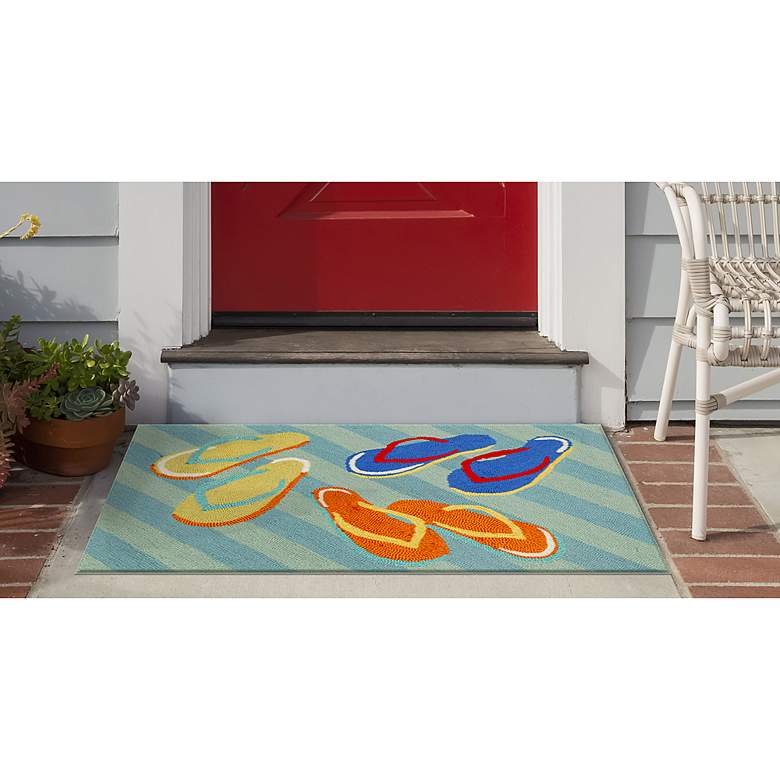 Image 5 Frontporch Flip Flops 140503 30 inchx48 inch Blue Outdoor Area Rug more views