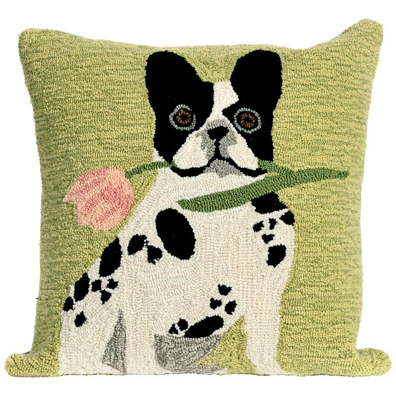 Image 1 Frontporch Flowery Frenchy Green 18 inch Indoor-Outdoor Pillow