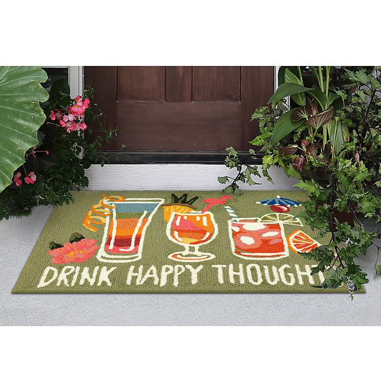 Image 1 Frontporch Happy Drinks 457306 30 inchx48 inch Green Outdoor Rug