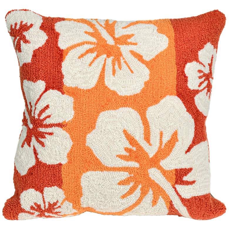 Image 1 Frontporch Hibiscus Warm 18 inch Square Indoor-Outdoor Pillow