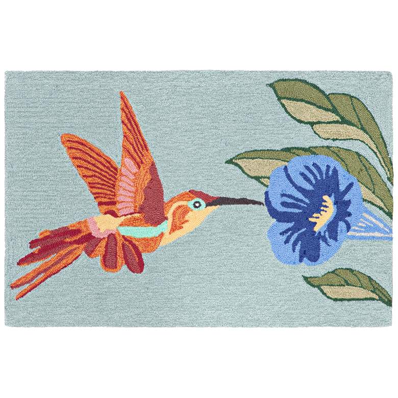 Image 1 Frontporch Hummingbird 152703 2&#39;6 inchx4&#39; Blue Outdoor Area Rug